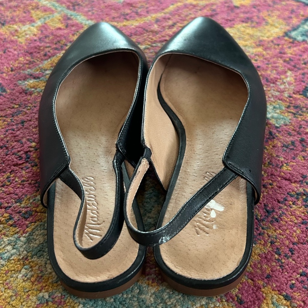 Madewell | Women’s black leather Margot slingback classic pointed toe flats sz 8 - Picture 7 of 16